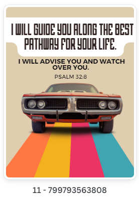 799793563808 - 4PCS MUSCLE CAR/ GOD WILL GUIDE PSALMS 32:8