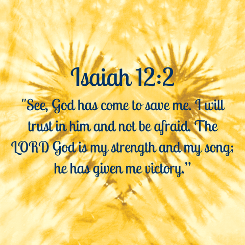 Isaiah 12:2 "See, God has come to save me. I will trust in him and not be afraid. The LORD God is my strength and my song; he has given me victory.”