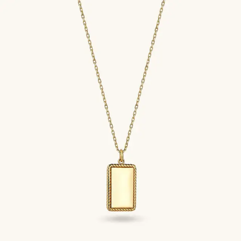 Loraine 14k Gold + 925 Sterling Silver Dog Tag - Personalized Engravable