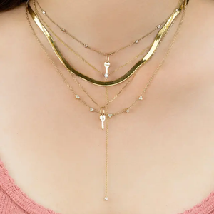 Kiara Vermeil Minimalist Key Chain Necklace 14k Gold + 925 Sterling Silver- Personalized Engravable