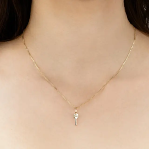Kiara Vermeil Minimalist Key Chain Necklace 14k Gold + 925 Sterling Silver- Personalized Engravable