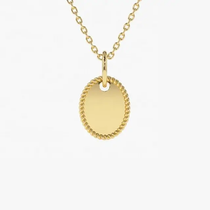 Liz Twisted Edge 14k Gold + 925 Sterling Silver Dog Tag - Personalized Engravable