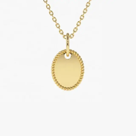 Liz Twisted Edge 14k Gold + 925 Sterling Silver Dog Tag - Personalized Engravable