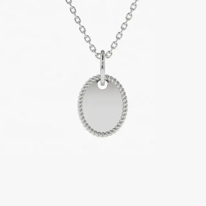 Liz Twisted Edge 14k Gold + 925 Sterling Silver Dog Tag - Personalized Engravable