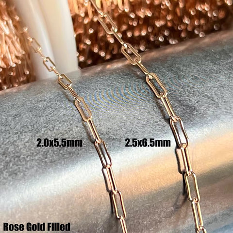 2.5mm 14k gold filled flat paper clip chain