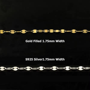 1.75mm 14k gold filled & 925 sterling silver permanent jewelry chain