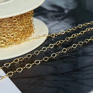 2.9mm 14k gold filled hammered cable permanent jewelry chain