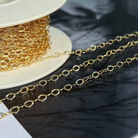2.9mm 14k gold filled hammered cable permanent jewelry chain