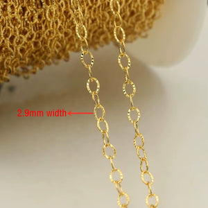 2.9mm 14k gold filled hammered cable permanent jewelry chain