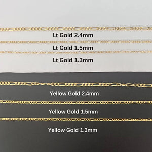 3+1 Figaro chain 1.5mm-2.4mm 14k gold filled permanent jewelry chain