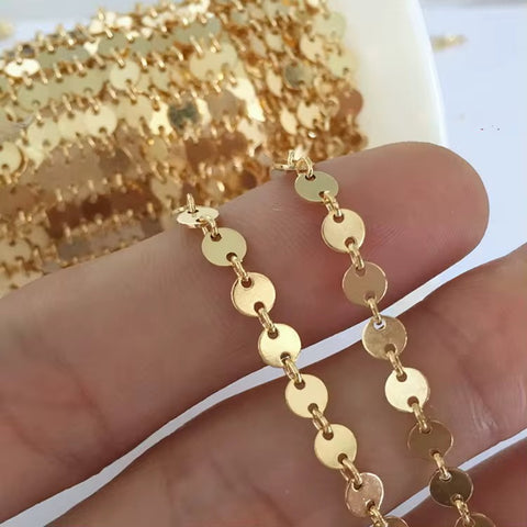 4mm 14k gold filled sequins disc permanent jewelry chain