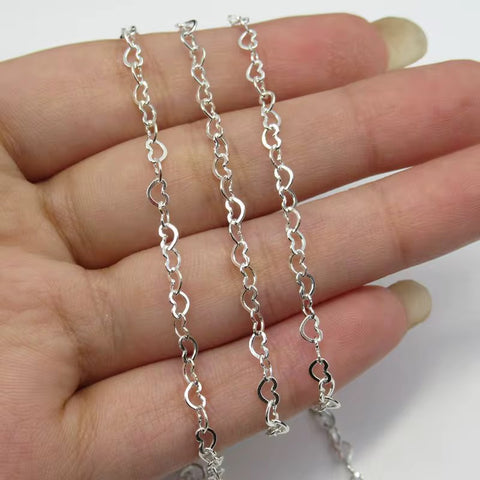 925 heart chain Sterling Silver 3mm for permanent jewelry