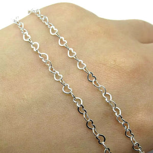 925 heart chain Sterling Silver 3mm for permanent jewelry