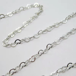 925 heart chain Sterling Silver 3mm for permanent jewelry