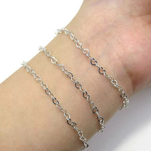 925 heart chain Sterling Silver 3mm for permanent jewelry