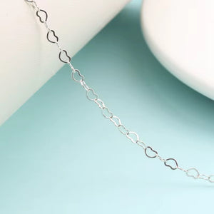 925 heart chain Sterling Silver 3mm for permanent jewelry