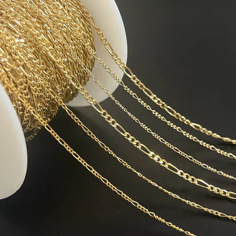 3+1 Figaro chain 1.5mm-2.4mm 14k gold filled permanent jewelry chain