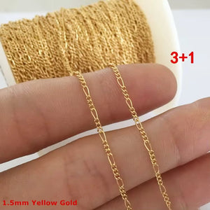 3+1 Figaro chain 1.5mm-2.4mm 14k gold filled permanent jewelry chain