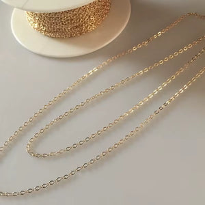 1.68mm 14k gold filled & 925 sterling silver flat cable chain