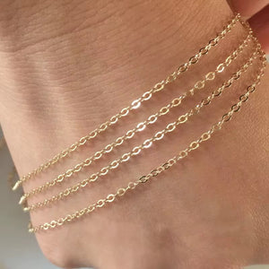 1.68mm 14k gold filled & 925 sterling silver flat cable chain