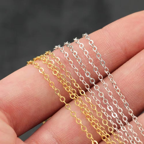 1.68mm 14k gold filled & 925 sterling silver flat cable chain