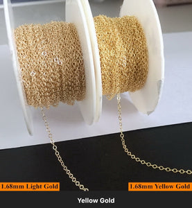 1.68mm 14k gold filled & 925 sterling silver flat cable chain