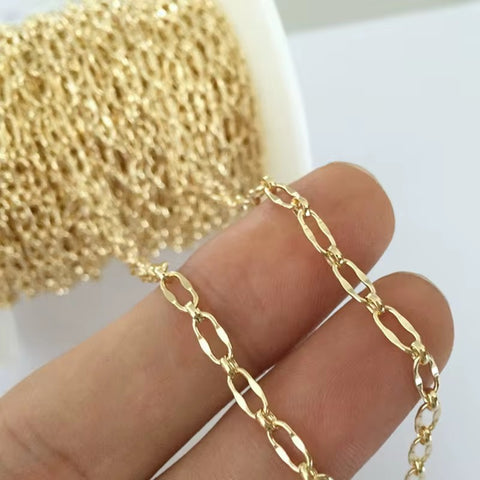 3.6mm hammered lip 14k gold filled & 925 sterling silver permanent jewelry chain
